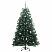 vidaXL K&uuml;nstlicher Weihnachtsbaum Klappbar 300 LEDs &amp; Kugeln 210 cm