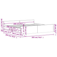 vidaXL Bettgestell mit Kopf- und Fu&szlig;teil Grau Sonoma 200x200 cm