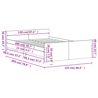 vidaXL Bettgestell mit Kopf- und Fu&szlig;teil Braun Eiche-Optik 120x200 cm