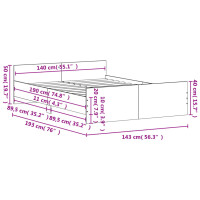 vidaXL Bettgestell mit Kopf- und Fu&szlig;teil R&auml;uchereiche 140x190 cm