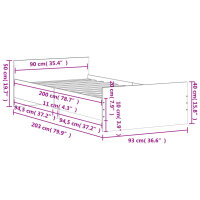 vidaXL Bettgestell Grau Sonoma 90x200 cm Holzwerkstoff