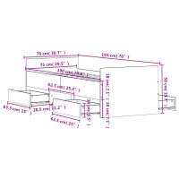 vidaXL Bettgestell mit Kopf- und Fu&szlig;teil Braun Eichen-Optik 75x190 cm