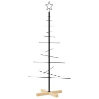 vidaXL Weihnachtsbaum Metall mit Holzst&auml;nder Schwarz 120 cm