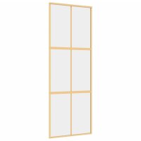 vidaXL Schiebet&uuml;r Golden 76x205 cm ESG-Klarglas und Aluminium