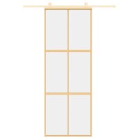 vidaXL Schiebet&uuml;r Golden 76x205 cm ESG-Klarglas und Aluminium