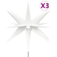 vidaXL LED-Weihnachtssterne 3 Stk. mit Erdspie&szlig;en Faltbar Wei&szlig; 35 cm