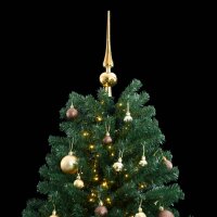 vidaXL K&uuml;nstlicher Weihnachtsbaum Klappbar 300 LEDs &amp; Kugeln 210 cm
