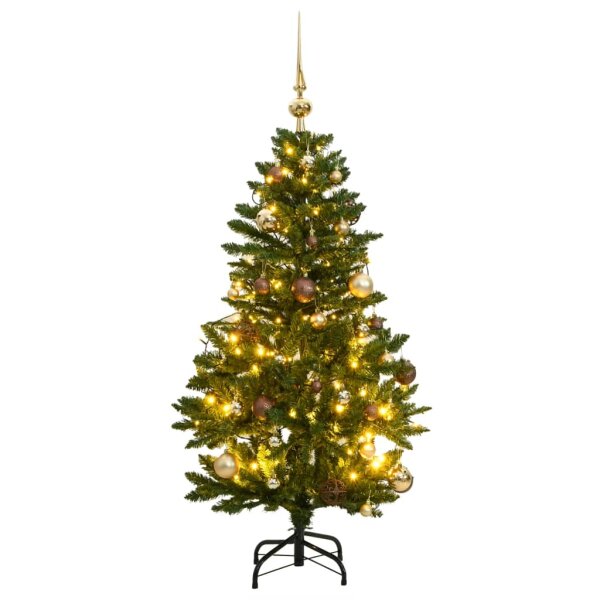 vidaXL K&uuml;nstlicher Weihnachtsbaum Klappbar 150 LEDs &amp; Kugeln 150 cm