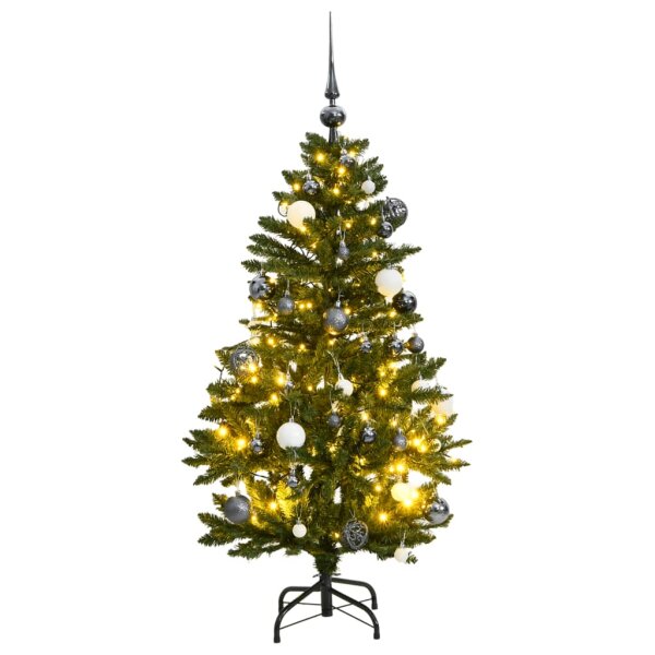 vidaXL K&uuml;nstlicher Weihnachtsbaum Klappbar 150 LEDs &amp; Kugeln 120 cm