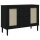 vidaXL Sideboard SENJA Rattan-Optik Schwarz 112x40x80 cm Kiefernholz