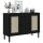 vidaXL Sideboard SENJA Rattan-Optik Schwarz 112x40x80 cm Kiefernholz