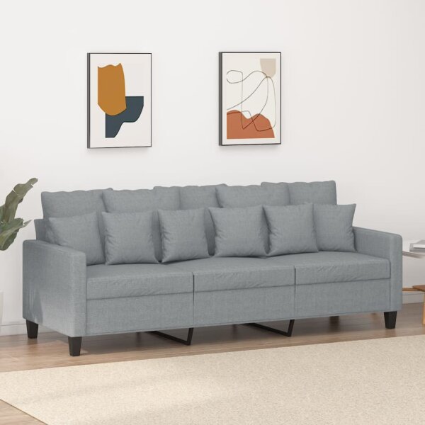 vidaXL 3-Sitzer-Sofa Hellgrau 180 cm Stoff