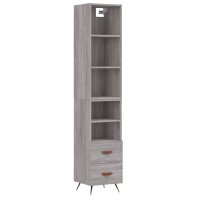 vidaXL Highboard Grau Sonoma 34,5x34x180 cm Holzwerkstoff