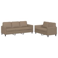 vidaXL 2-tlg. Sofagarnitur mit Kissen Cappuccino-Braun...