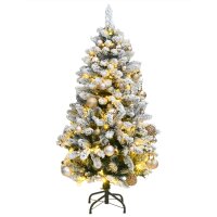 vidaXL K&uuml;nstlicher Weihnachtsbaum Klappbar 150 LEDs &amp; Kugeln 150 cm