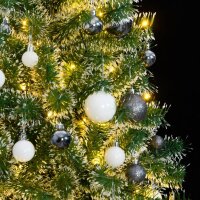 vidaXL K&uuml;nstlicher Weihnachtsbaum 300 LEDs &amp; Kugeln Beschneit 180 cm