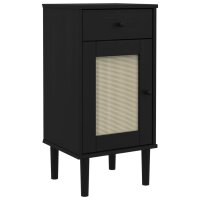 vidaXL Nachttisch SENJA Rattan-Look Schwarz 40x35x80...