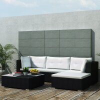 vidaXL 5-tlg. Garten-Lounge-Set mit Kissen Poly Rattan Schwarz