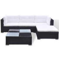 vidaXL 5-tlg. Garten-Lounge-Set mit Kissen Poly Rattan Schwarz