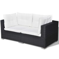 vidaXL 5-tlg. Garten-Lounge-Set mit Kissen Poly Rattan Schwarz