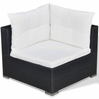 vidaXL 5-tlg. Garten-Lounge-Set mit Kissen Poly Rattan Schwarz