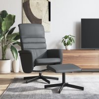 vidaXL Relaxsessel mit Fußhocker Grau Kunstleder