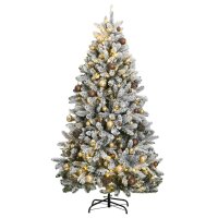 vidaXL K&uuml;nstlicher Weihnachtsbaum Klappbar 300 LEDs &amp; Kugeln 180 cm