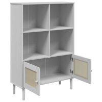 vidaXL B&uuml;cherschrank SENJA Rattan-Look Wei&szlig; 90x35x130 cm Kiefernholz