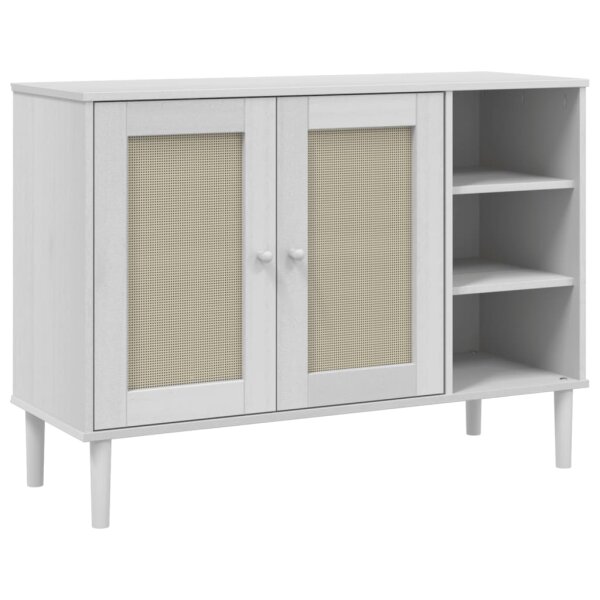 vidaXL Sideboard SENJA Rattan-Optik Wei&szlig; 112x40x80 cm Kiefernholz