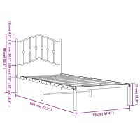 vidaXL Bettgestell mit Kopfteil Metall Wei&szlig; 90x190 cm