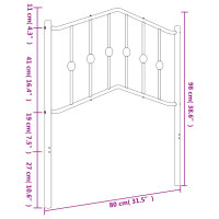 vidaXL Kopfteil Metall Wei&szlig; 75 cm