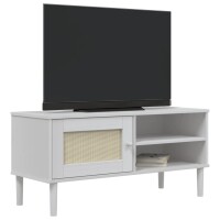 vidaXL TV-Schrank SENJA Rattan-Optik Wei&szlig; 106x40x49 cm Kiefernholz