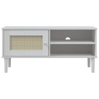 vidaXL TV-Schrank SENJA Rattan-Optik Wei&szlig; 106x40x49 cm Kiefernholz