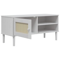 vidaXL TV-Schrank SENJA Rattan-Optik Wei&szlig; 106x40x49 cm Kiefernholz