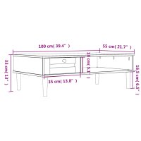 vidaXL Couchtisch SENJA Rattan-Optik Schwarz 100x55x33 cm Kiefernholz