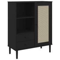 vidaXL Highboard SENJA Rattan-Optik Schwarz 90x40x112 cm...