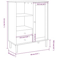 vidaXL Highboard SENJA Rattan-Optik Schwarz 90x40x112 cm Kiefernholz