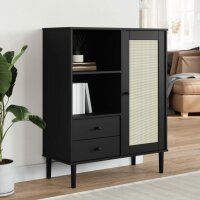 vidaXL Highboard SENJA Rattan-Optik Schwarz 90x40x112 cm...