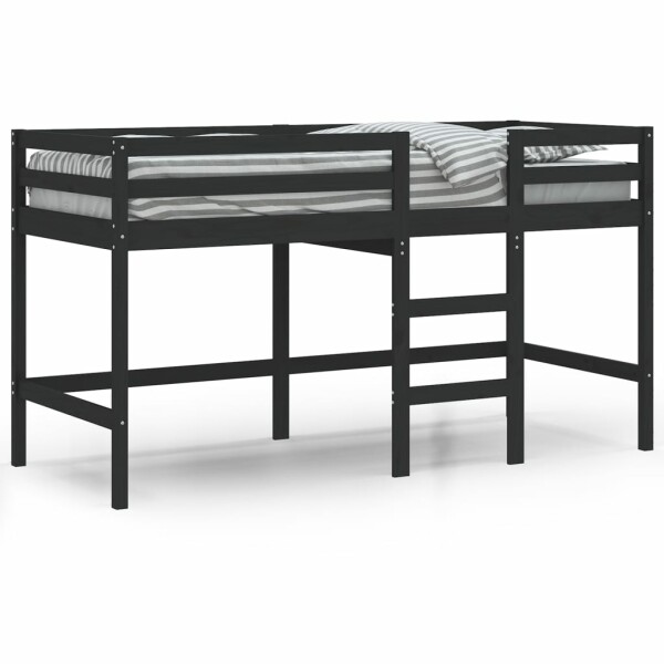 vidaXL Kinderhochbett mit Leiter Schwarz 90x190 cm Massivholz Kiefer