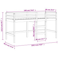 vidaXL Kinderhochbett mit Leiter Schwarz 90x190 cm Massivholz Kiefer