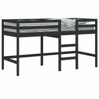 vidaXL Kinderhochbett mit Leiter Schwarz 90x190 cm Massivholz Kiefer