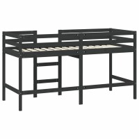 vidaXL Kinderhochbett mit Leiter Schwarz 90x190 cm Massivholz Kiefer