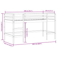 vidaXL Kinderhochbett mit Leiter Wei&szlig; 80x200 cm Massivholz Kiefer