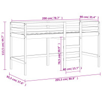 vidaXL Kinderhochbett mit Leiter 90x200 cm Massivholz Kiefer