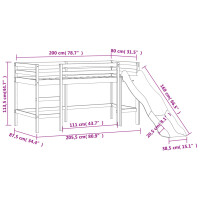 vidaXL Kinderhochbett mit Rutsche Wei&szlig; 80x200 cm Massivholz Kiefer