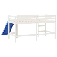 vidaXL Kinderhochbett mit Rutsche Wei&szlig; 80x200 cm Massivholz Kiefer