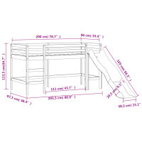 vidaXL Kinderhochbett mit Rutsche 90x200 cm Massivholz Kiefer