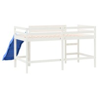 vidaXL Kinderhochbett mit Rutsche Wei&szlig; 90x190 cm Massivholz Kiefer