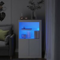 vidaXL Beistellschrank mit LED-Leuchten Weiß Holzwerkstoff