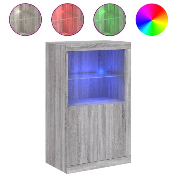 vidaXL Beistellschrank mit LED-Leuchten Grau Sonoma Holzwerkstoff